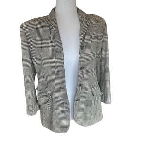 Ralph Lauren Houndstooth Wool Silk Blazer Jacket 10P
